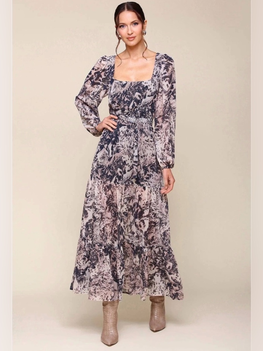 AVEC LES FILLES || Wild Horses Tiered Printed Maxi Dress. Sz. 2